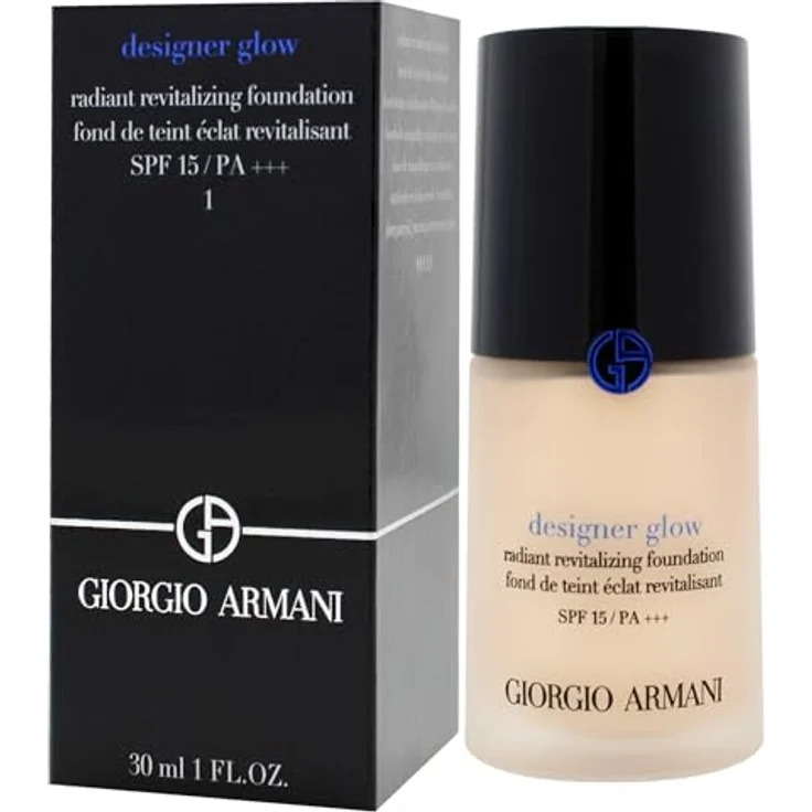 Giorgio Armani Designer Glow Radiant Revitalizing Foundation SPF 15 Plus, 1 for Women, 300 ml, Prussian Blue Pigments, Light-Reflective Pearls – Bild 4