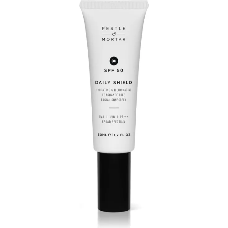 Pestle & Mortar Daily Shield, aufhellende Schutzcreme SPF 50, 50 ml, veganer Sonnenschutz für das Gesicht