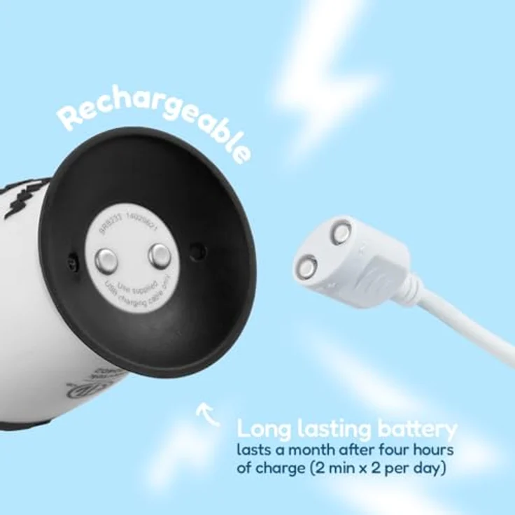 Brush Baby WildOnes WildOne, elektrische Zahnbürste für Kinder mit Schalltechnologie und 2 Ersatzaufsätzen, Penguin Design – Bild 8