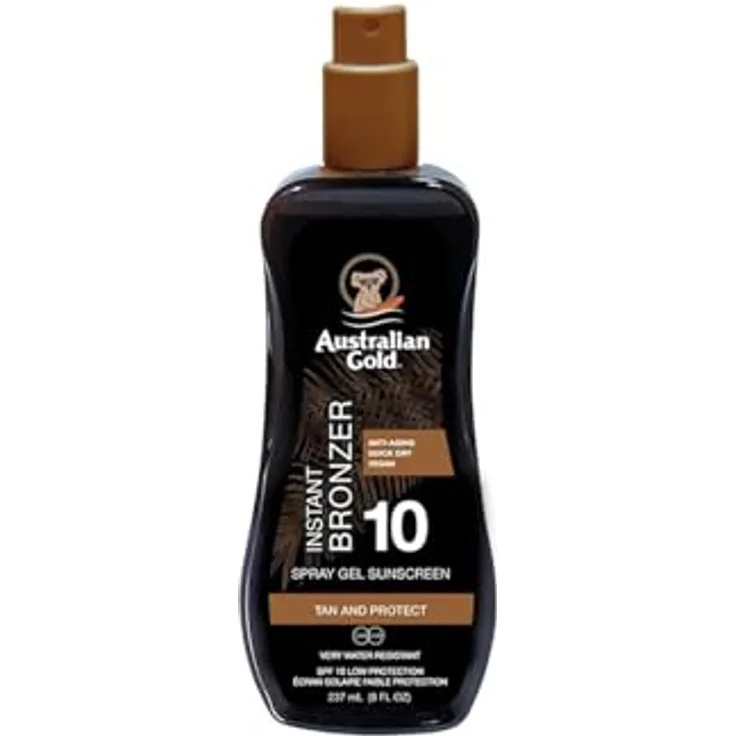 Australian Gold Sunscreen SPF 10 Spray Gel mit Bronzer, 237 ml