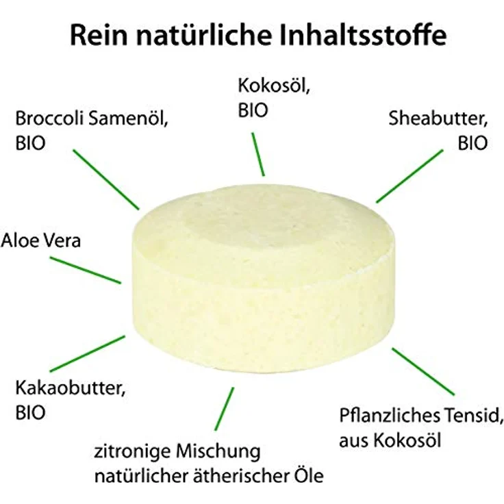 GREENDOOR Naturkosmetik Shampoo Bar Zitronenverbene 75g - Festes mildes Haarshampoo ohne Silikone, vegan mit Bio Sheabutter & Aloe Vera, natürliche Haarpflege unisex – Bild 4