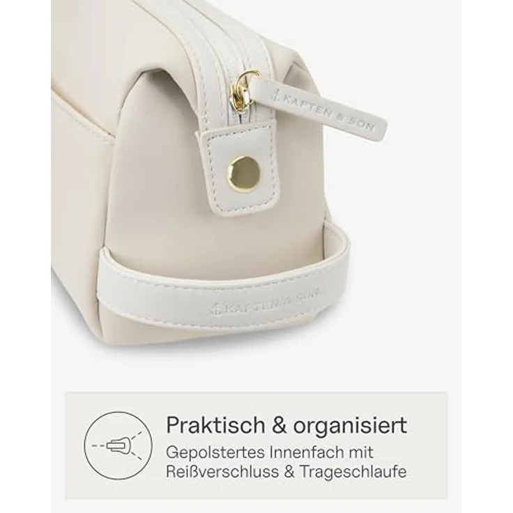 Kapten & Son Windsor Kulturtasche Sandstone 3L | Wasserabweisende Kosmetiktasche aus veganem Tech-Material mit Innenfächern & Trageschlaufe | Washbag 14x25x11,5 cm – Bild 3
