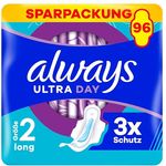 Always Ultra Binden Damen Gr. 2, Long, ultradünn, super absorbierend, 96 Stück mit Flügeln (3 x 32 Stück) Multipack