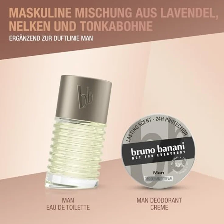bruno banani Deo Creme Man, 24-Stunden-Creme-Deodorant für Männer, 40ml, mit Duftnoten von Lavendel, Nelken und Tonkabohne – Bild 5