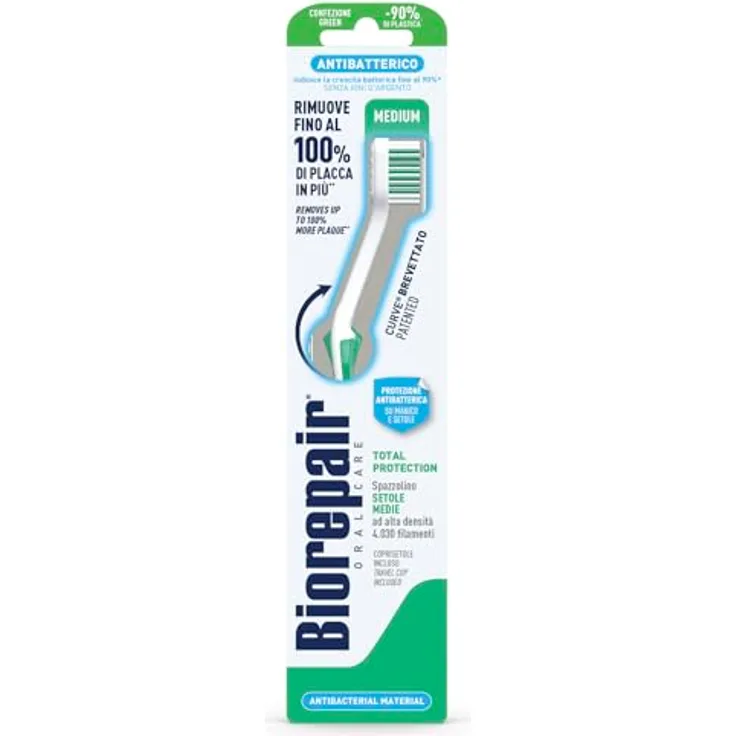 Biorepair Easy Clean Zahnbürste – Mittlere Borsten, Zungenreiniger, 30.41 GR