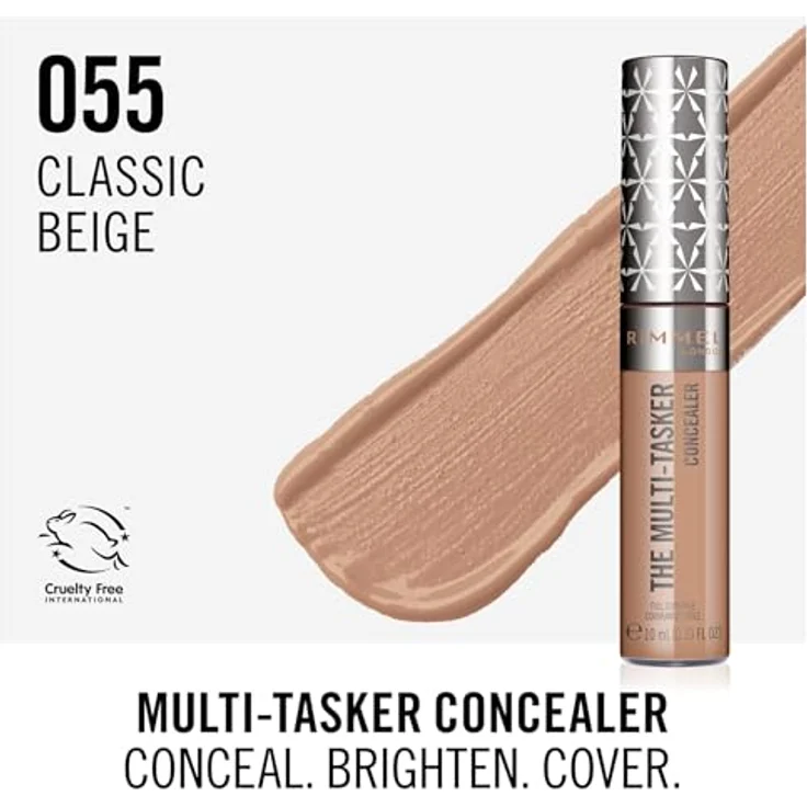 Rimmel London The Multi-Tasker, 055 Classic Beige, Concealer mit bis zu 24 Stunden Halt, langanhaltender Feuchtigkeit, vegane Formel - 10 ml – Bild 2