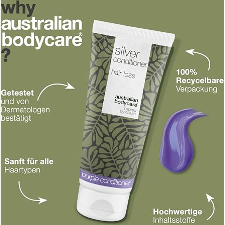 Australian Bodycare Haarausfall Silber Conditioner für graues & blondes Haar – Gegen Gelbstich mit Koffein und pflanzlich inspirierten Wirkstoffen – Bild 4