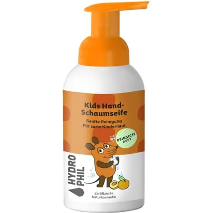 Hydrophil Kids Hand-Schaumseife Maus, mild und NCS-zertifiziert, Duft nach fruchtigem Pfirsich, 250ml