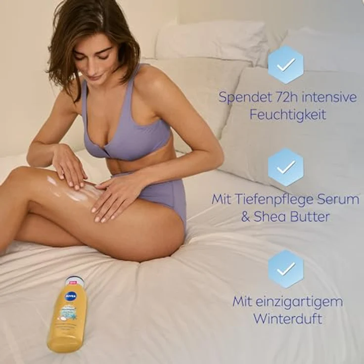 NIVEA Body Milk Winter Moment, Body Lotion mit Tiefenpflege Serum für 72h Feuchtigkeit, Sheabutter und einzigartigem Winterduft, 400 ml – Bild 2