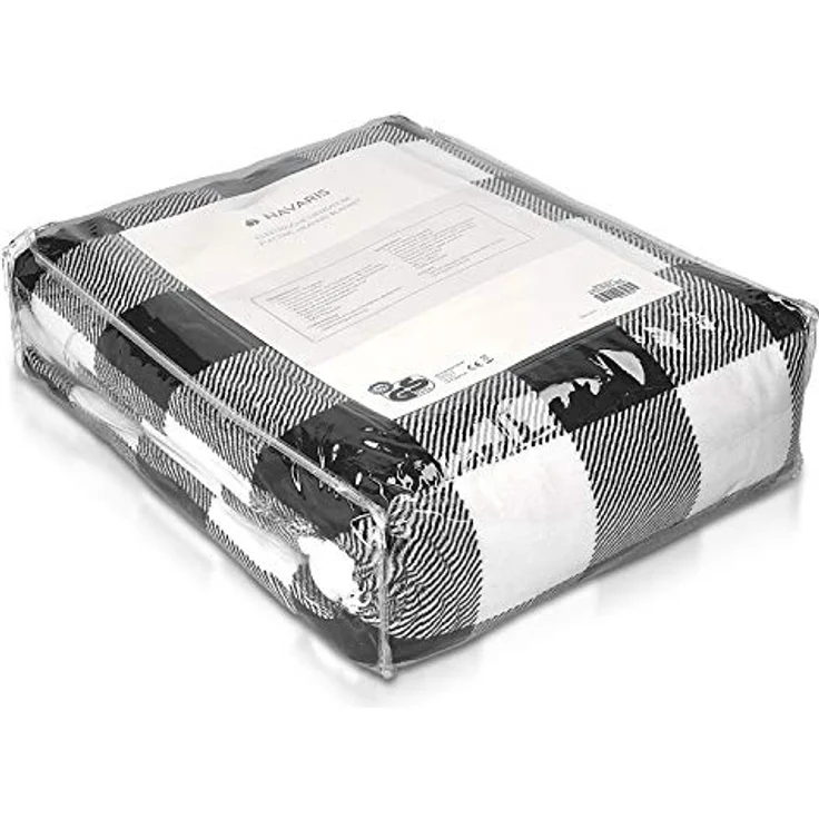 Navaris Heizdecke, XXL Elektrische Wärme Decke 180x130cm 3 Wärmestufen Abschaltautomatik waschmaschinengeeignet Kuschelige Bett Wärmedecke kariert schwarz, weiß – Bild 8
