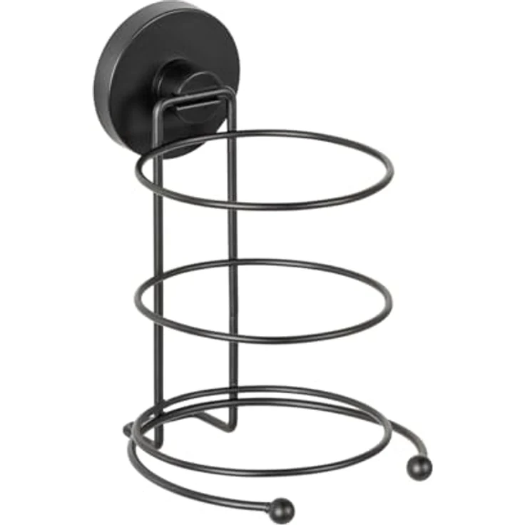Wenko Fönhalter 'Milazzo', praktischer Fön-Halter aus schwarz-matt lackiertem Stahl mit Vacuum-Loc®-Befestigungssystem ohne Bohren, 11,5 x 17,5 x 14,5 cm – Bild 1