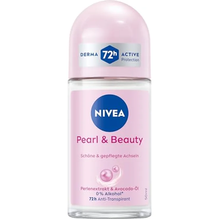 NIVEA Pearl & Beauty Deo Roll-On, Antitranspirant mit 72h Schutz vor Schweiß, Pflege mit Perlenextrakten und Avocadoöl, 50 ml