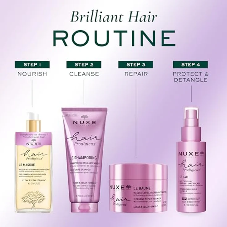 NUXE Hair Prodigieux Le Baume Intensive Repair Hair Mask, 200 ml - Haarmaske mit fermentiertem rosa Kamelienöl, nährt und repariert, schützt vor Haarbruch – Bild 6