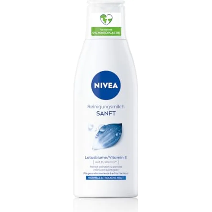NIVEA Sanfte Reinigungsmilch für normale und trockene Haut, Make-Up Entferner reinigt gründlich, milde Gesichtsreinigung entfernt Make-Up und wasserfeste Mascara, Cleanser mit Vitamin E (200 ml) - Preisvergleich