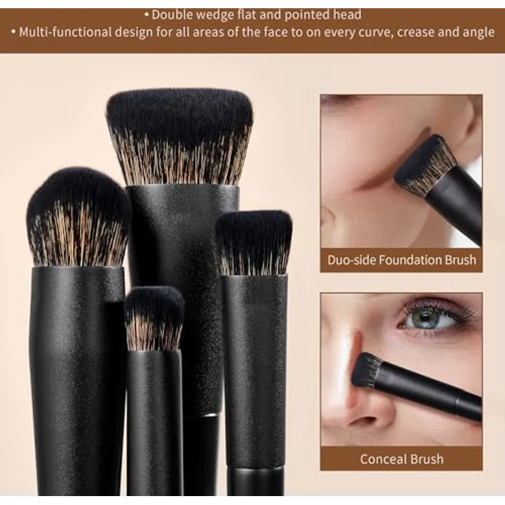 Jessup Makeup Pinsel-Set T336-G, 14-teiliges Set für Gesicht und Augen in Rosa mit Geschenkverpackung – Bild 3