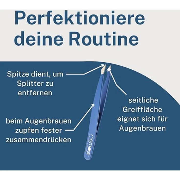 remos professional body care REMOS Kombipinzette 2in1 aus rostfreiem Edelstahl [INOX] in Blau, 9.5 cm für Haare und Splitter – Bild 4
