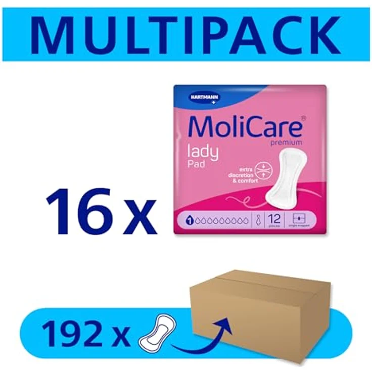 MoliCare lady Pad 1 Tropfen, ultra diskrete Einlagen für Frauen, dünn und flexibel, geruchsneutralisierend, 192 Stück – Bild 2