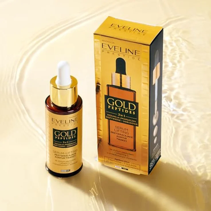 Eveline Cosmetics Gold Peptides Serum, Hautstraffendes Anti-Aging Gesichtsserum - 30ml – Bild 3