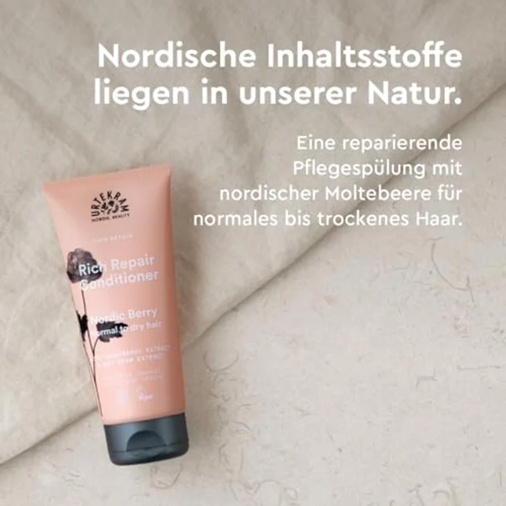 Urtekram Nordic Berry Repair-Conditioner, feuchtigkeitsspendend & reparierend mit Moltebeere, Haferöl & Aloe Vera, 180 ml, vegan & biologisch zertifiziert – Bild 2