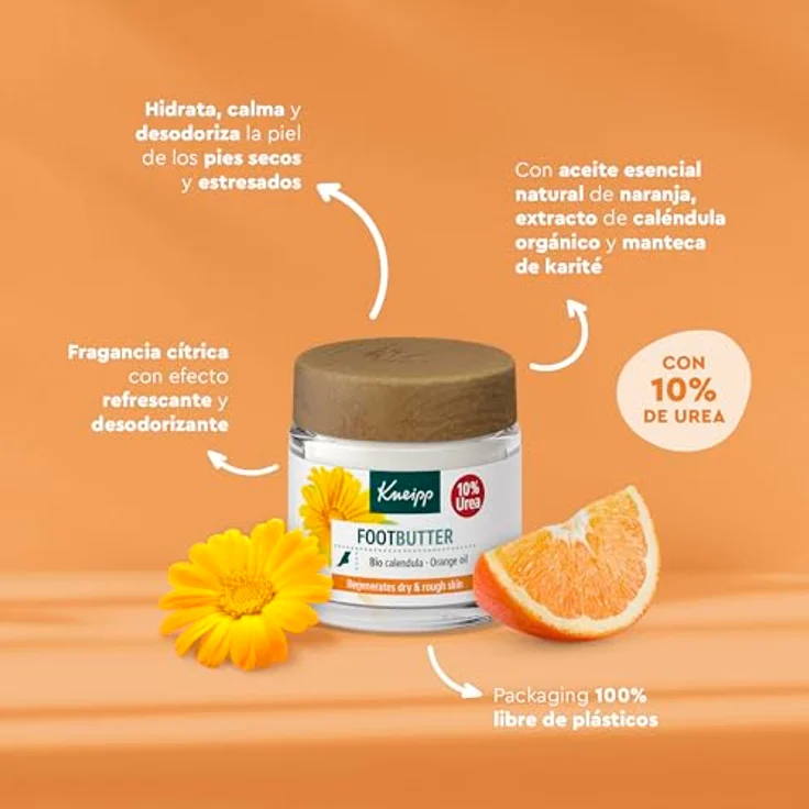 Kneipp Fußball-Eimer, Fußpflege mit Urea, Panthenol, Vitamin E und Ringelblume, feuchtigkeitsspendend, desodorierend, plastikfrei, 100 ml, Orangenduft – Bild 4