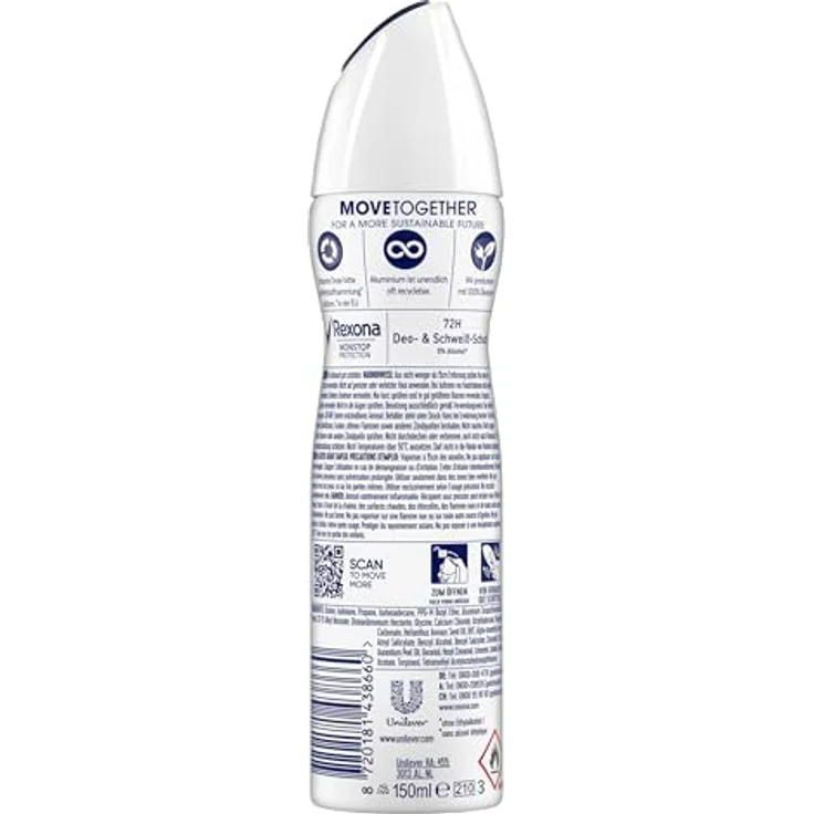Rexona Nonstop Protection Deospray Anti-Transpirant Invisible Aqua, 150 ml, 72 Stunden Schutz, ohne Alkohol, schweißresistent, schützend vor Rückständen – Bild 3