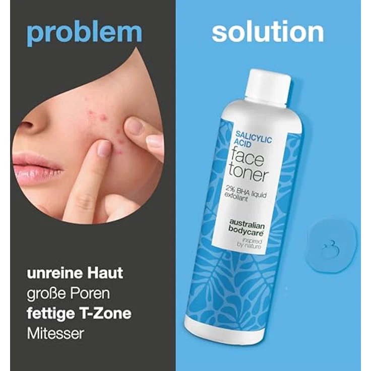 Australian Bodycare Salicylsäure Peeling Toner mit 2% Salicylsäure, Glykolsäure, Zink & Panthenol gegen Pickel, verstopfte Poren & fettige Haut – Bild 2