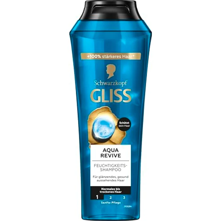 Gliss Shampoo Aqua Revive (250 ml), Haarshampoo mit Hyaluron und Meeresalgen, feuchtigkeitsspendend für normales bis trockenes Haar – Bild 2
