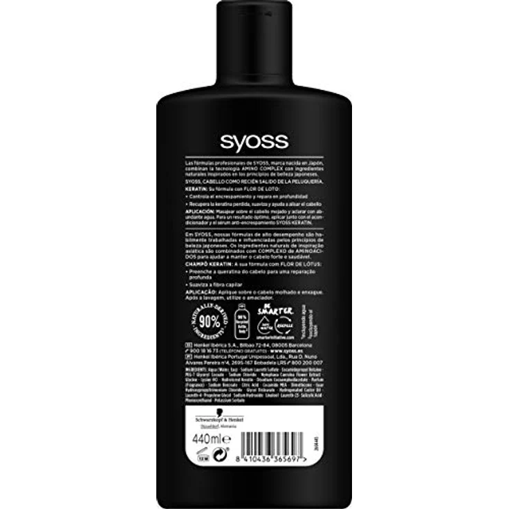 Syoss Champú Keratin 440Ml Es/Pt - Haarpflege Shampoo mit Keratin, 440 ml – Bild 2