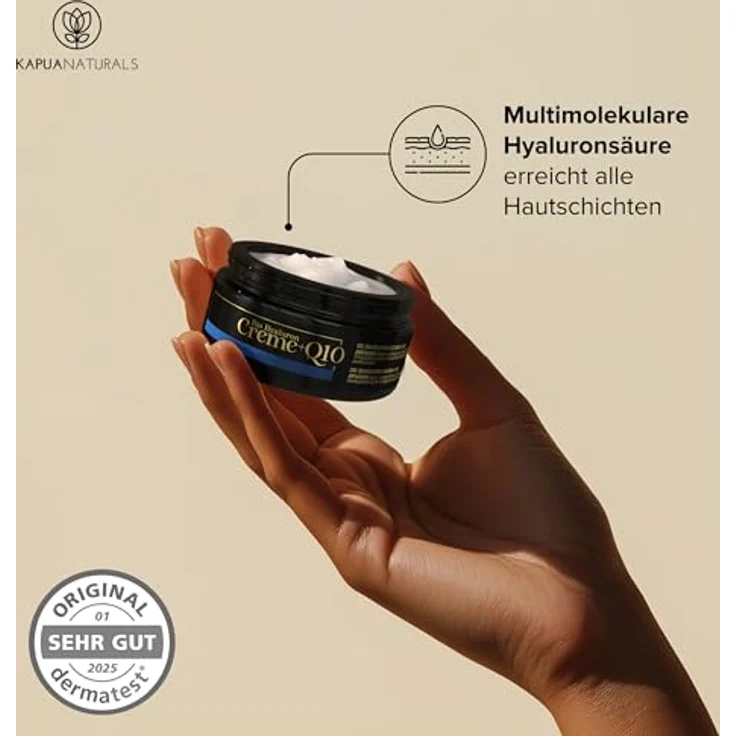 Kapua Naturals Bio Hyaluron Gesichtscreme 100ml + Q10, Anti-Aging Pflege mit natürlichem UV-Schutz, Sheabutter & Mandelöl, unisex, Tiegel – Bild 2
