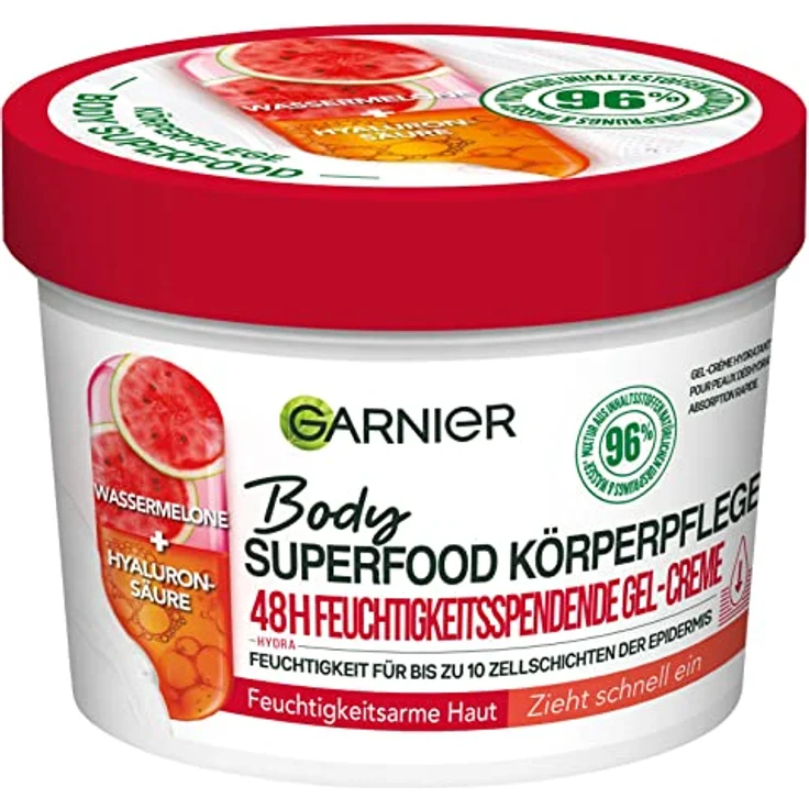Garnier Erfrischende Körperpflege für trockene Haut, Body Butter mit Wassermelone und Hyaluronsäure, 48h Feuchtigkeit, Body Superfood, 380 ml – Bild 1