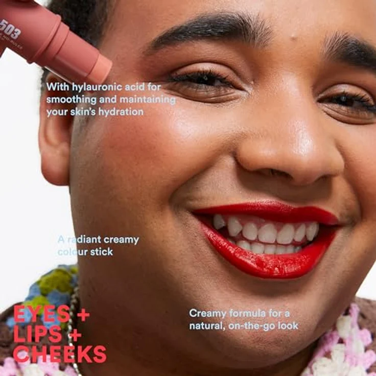 3INA The No Rules Stick Mini Blush, cremiger Multitasking-Stift für Augen, Lippen und Wangen, 3,5 g, NUDE PINK – Bild 4