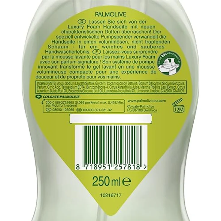 Palmolive Seife Luxury Foam Limette & Passionsfrucht 6x250ml - Schaumseife für die sanfte Reinigung der Hände – Bild 3