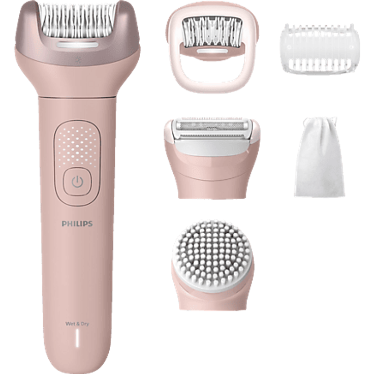 Philips BRE718/00, Epilierer mit 5 Aufsätzen, kabellos und wasserfest, Rosa