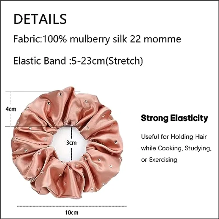 townssilk große Schleife Seide Krawatte, 100% reine Maulbeerseide, 22 Momme, haarfreundlich, elastisch, 2-teilig, weißer Diamant + Rose Diamant – Bild 5