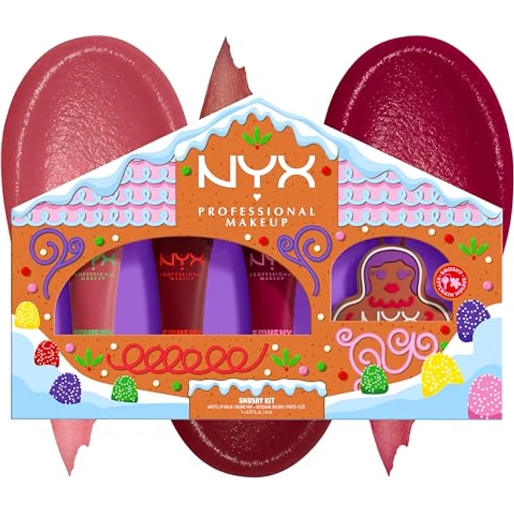 NYX Professional Makeup Gingerbaddie Land Smushy Geschenkset, 3x 8 ml Lippenbalsame mit Matt-Effekt, perfekt verpackt für Frauen – Bild 3