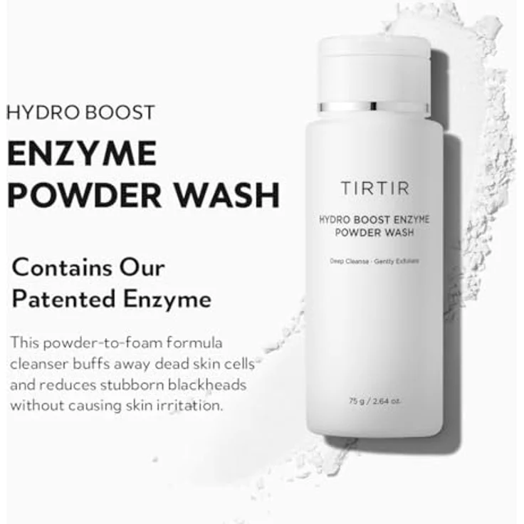 TIRTIR Hydro Boost Enzyme Powder Wash, Enzym-Peeling Puder für klare und glatte Haut, 75 g, sanfte Gesichtsreinigung mit antioxidativer Wirkung – Bild 2