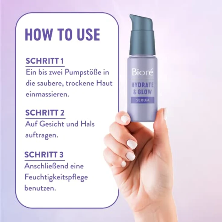 Biore Hydrate und Glow - Gesichts-Serum - 29 ml - Trockene, empfindliche, dehydrierte Haut - Mit Kokoswasser, Präbiotika und Hyaluronsäure – Bild 4