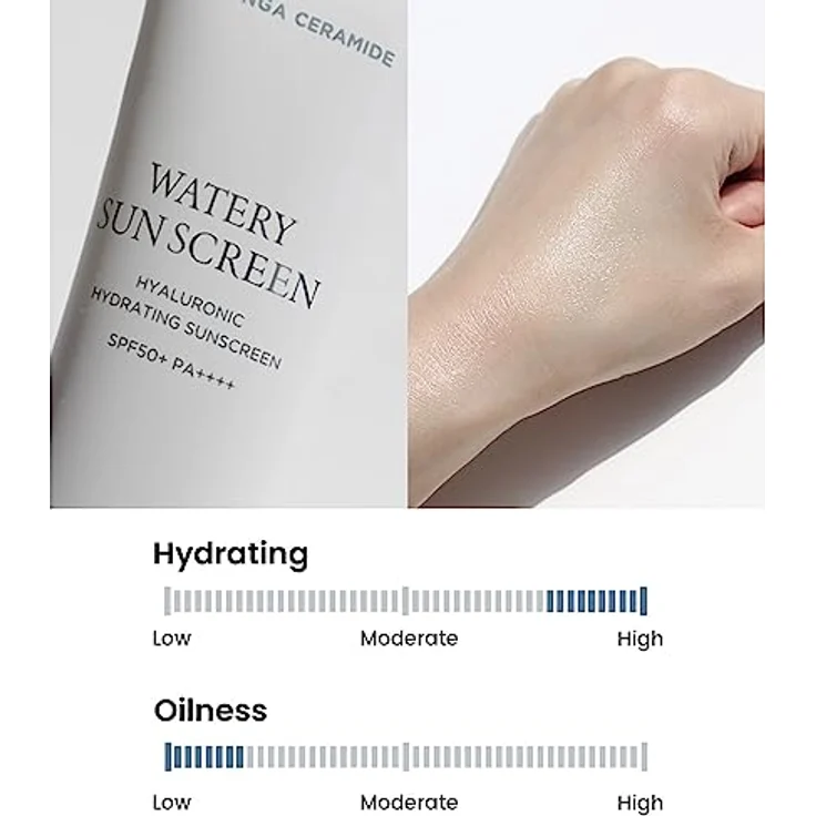HEIMISH Moringa Ceramide Hyaluronic Acid Hydrating Watery Sunscreen SPF 50+ PA++++, 50ml - Leichte, feuchtigkeitsspendende Sonnencreme für trockene Haut – Bild 5