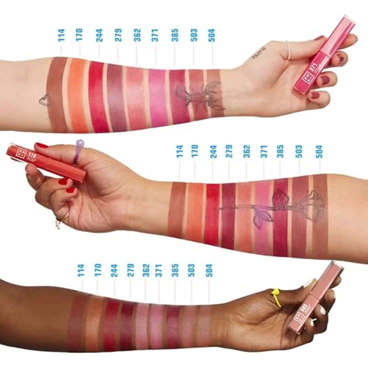 3INA The Color Lip Glow Lippenstift, 1,6 g - Nr. 503 Nude Pink, farbintensiver Pflegebalsam mit glänzendem Finish – Bild 3