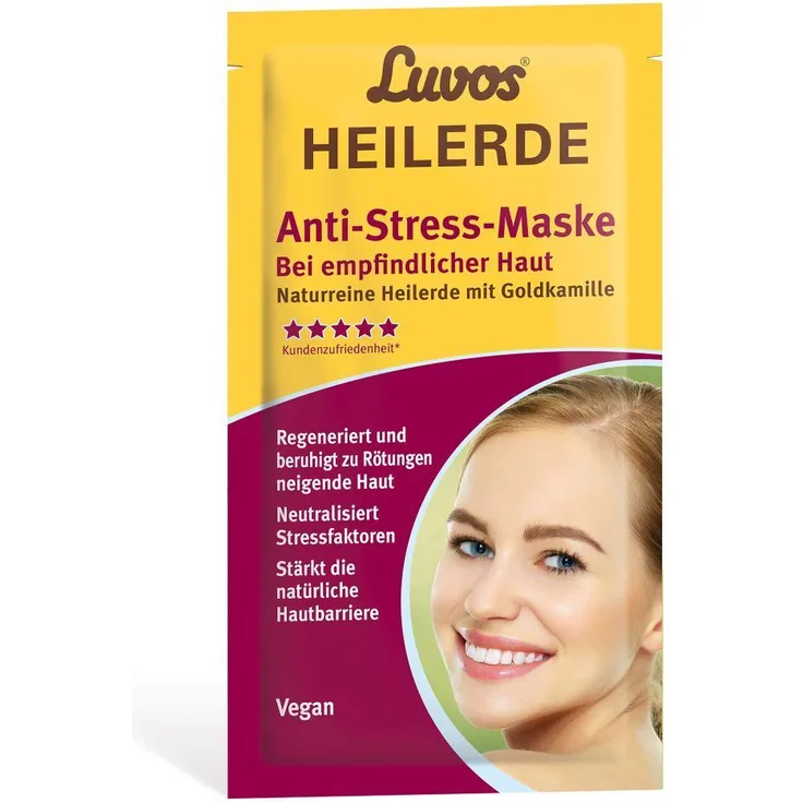 Luvos Heilerde Creme-Maske mit Goldkamille, 2x7,5 ml, vegane Gesichtsmaske zur Regeneration und Beruhigung geröteter Haut