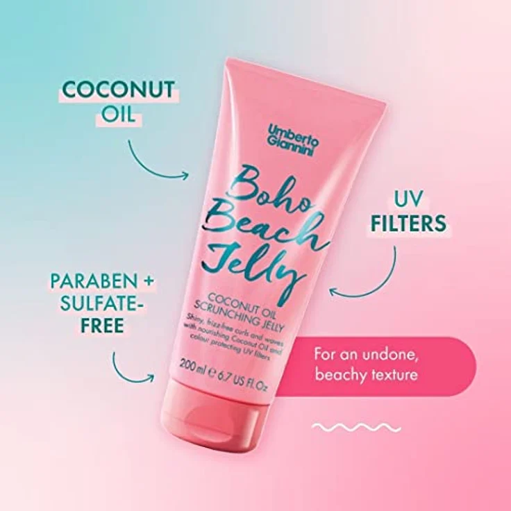 Umberto Giannini Beach Coconut Oil Scrunching Jelly Haargel, 200 ml - Lockenpflege mit Kokosnussöl, UV-Schutz und Frizz-Kontrolle – Bild 2