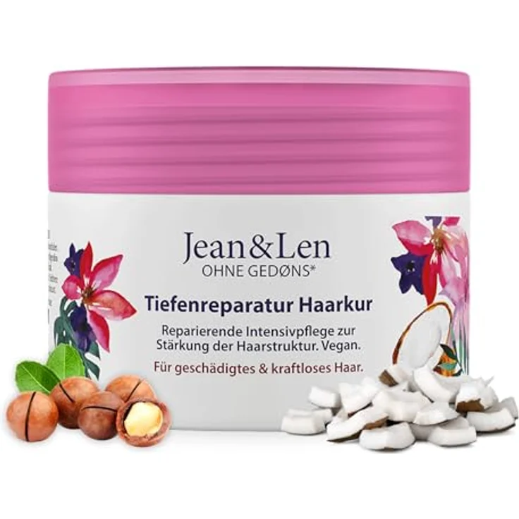 Jean & Len Tiefenreparatur Haarkur Kokosöl & Macadamia, für stark geschädigtes Haar, vegan, ohne Parabene und Silikone, 250ml – Bild 1