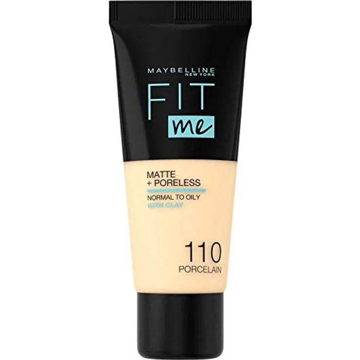 Maybelline Fit me! MATTE&PORELESS Make-up Nr. 110 Porcelain, flüssiges Make-up, passt sich dem Hautton an, feuchtigkeitsspendend, mattierend, leichte bis mittlere Deckkraft, 30 ml