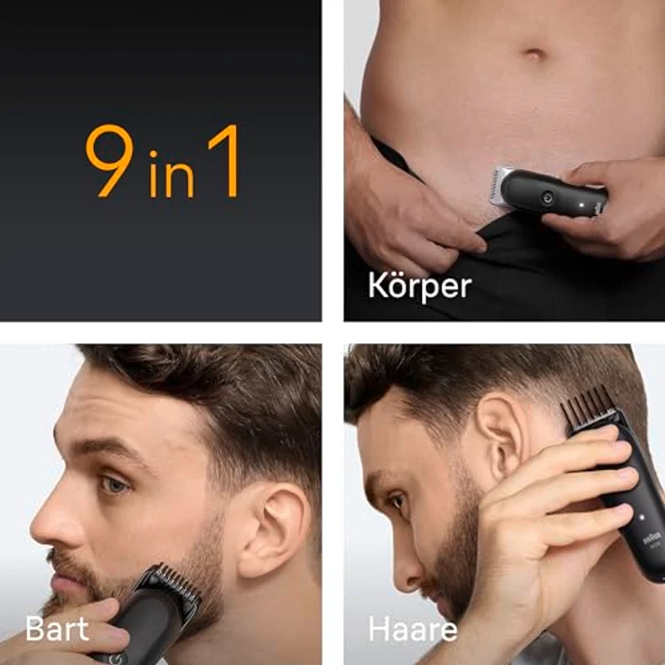 Braun AIO5540 Haarschneidemaschine Schwarz 14 Lithium-Ionen, 9-in-1 Grooming Kit, SkinGuard Technology, 100% Waterproof – Bild 4