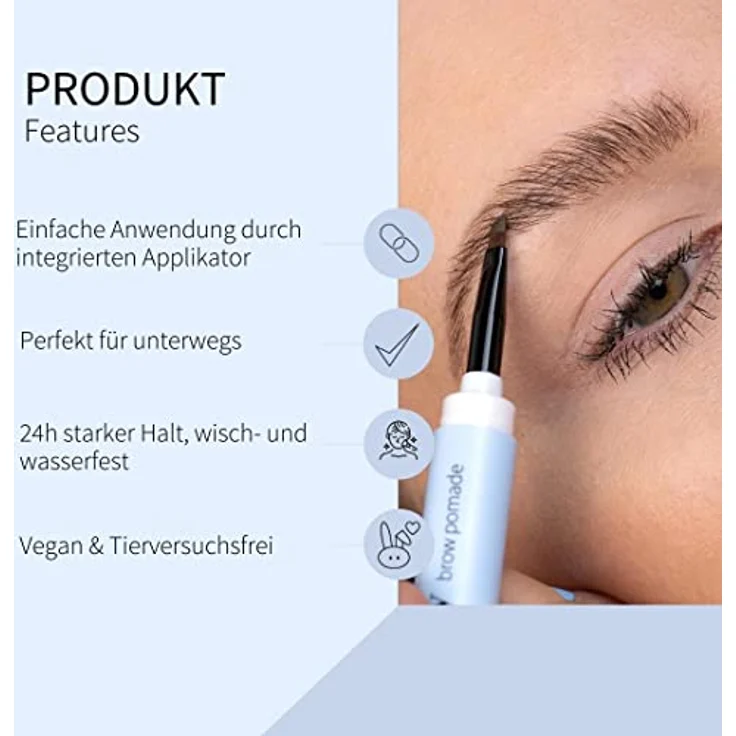 fleeky Brow Pomade Dark Brown, Cremebasierte Augenbrauenfarbe mit präzisem Pinsel, 1,5 g – Bild 6