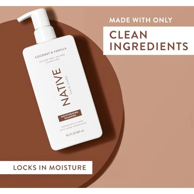 Native Shampoo, feuchtigkeitsspendendes Shampoo für Frauen & Männer, ohne künstliche Duftstoffe oder Mineralöle, mit Kokosnuss- & Vanille-Duft, 487 ml – Bild 5