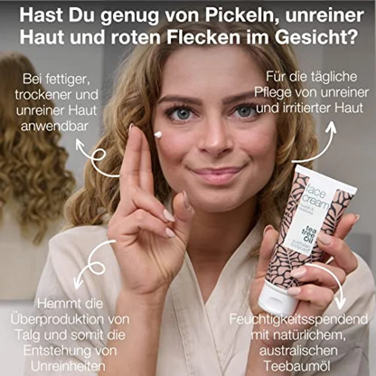 Australian Bodycare Gesichtscreme 100 ml - Für unreine, fettige, trockene, Mischhaut - Mit Teebaumöl, feuchtigkeitsspendend – Bild 2