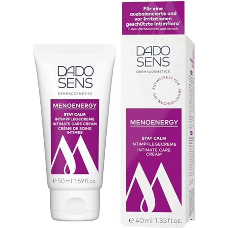 DADO SENS MENOENERGY STAY CALM INTIMPFLEGECREME, feuchtigkeitsspendende Pflege für empfindliche Intimflora, vegan, 50 ml – Bild 2