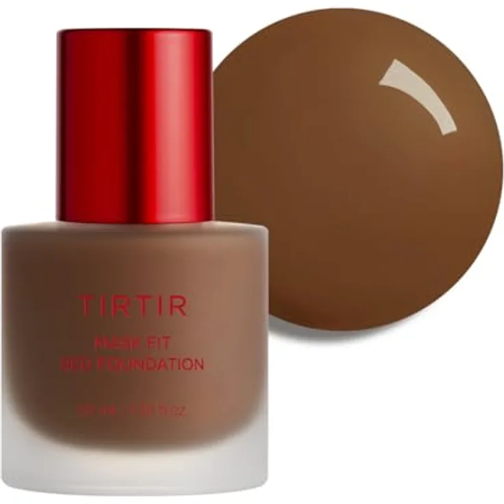 TIRTIR Mask Fit Red Foundation, flüssiges Make-up mit feuchtigkeitsspendender Wirkung und guter Deckkraft, Farbton 45W Chestnut, 30 ml