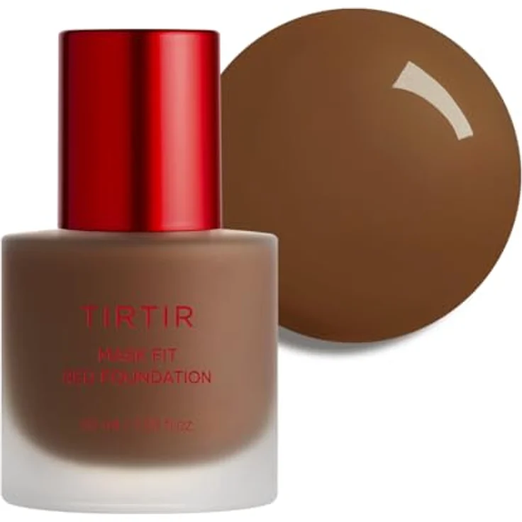 TIRTIR Mask Fit Red Foundation, flüssiges Make-up mit feuchtigkeitsspendender Wirkung und guter Deckkraft, Farbton 45W Chestnut, 30 ml – Bild 1
